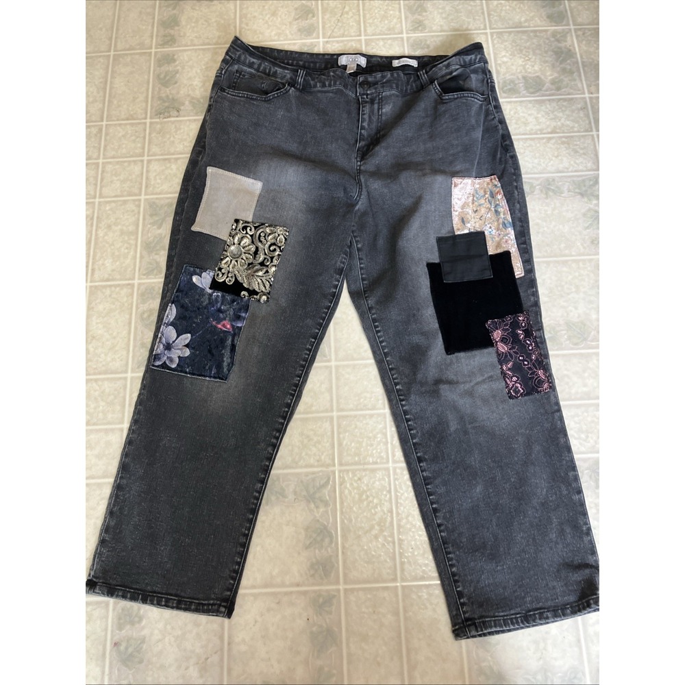 Lori Goldstein maximalist luxury Velvet Patch Limited Ed Black jeans Boho